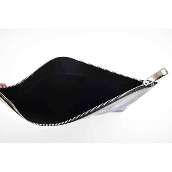 Givenchy Paris Black White Logo Purple Printed Phoenix Bird Zip Pouch Clutch Bag - Picture 11 of 12